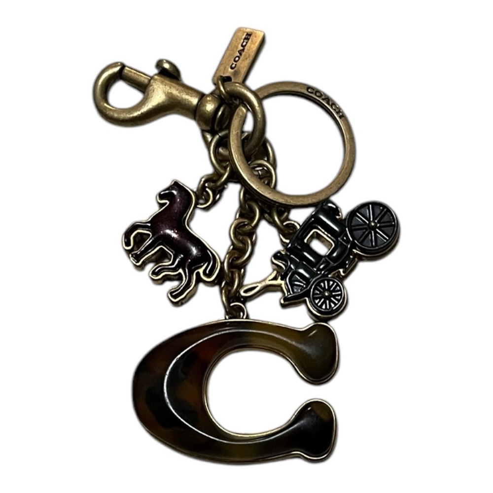 Coach Gold and tiger print C Keychain